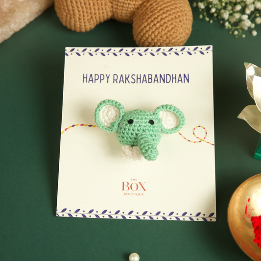 Handmade Crochet Rakhi - Elephant