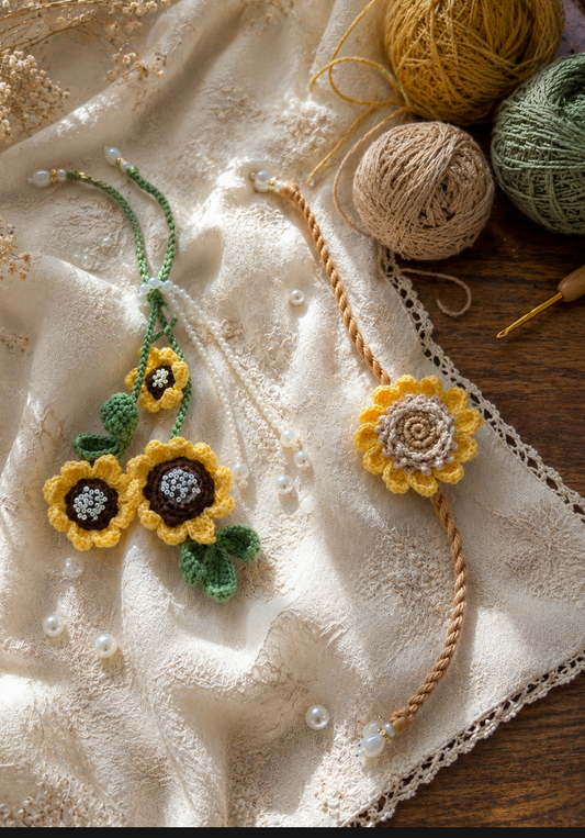 Bhaiya Bhabhi Sunflower Crochet Rakhi