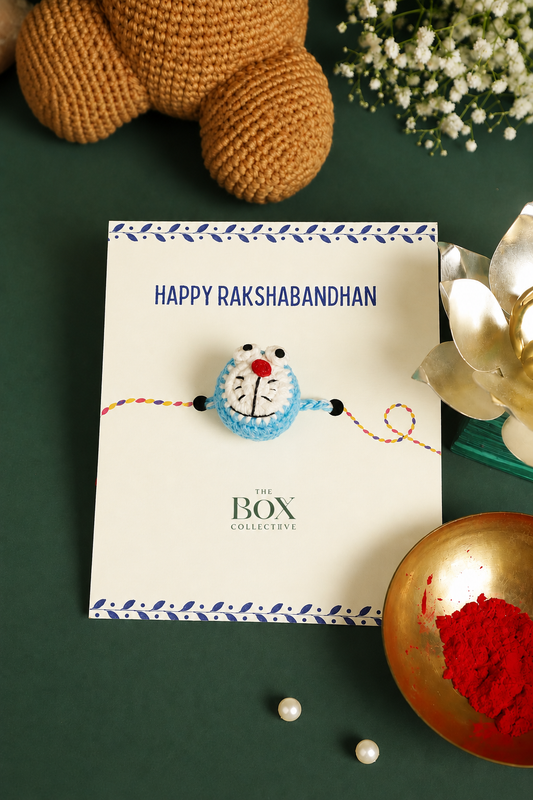 Handmade Crochet Rakhi - Doremon