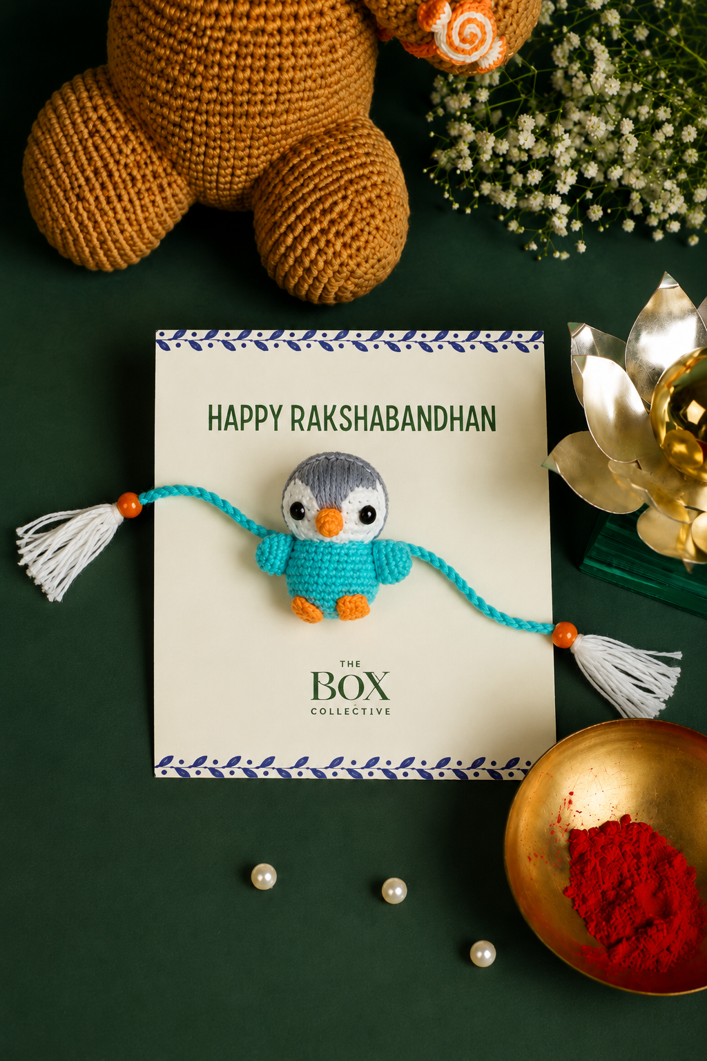 Handmade Crochet Rakhi - Penguin